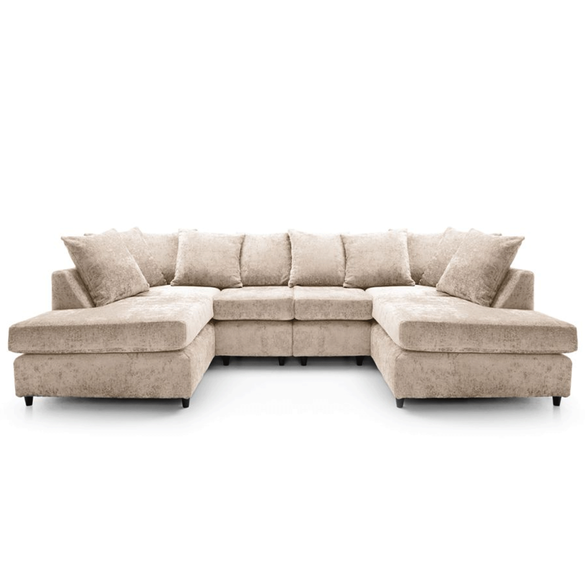 Gilliver Crushed Chenille U Shape Sofa - Cream - Moonlight Interiors
