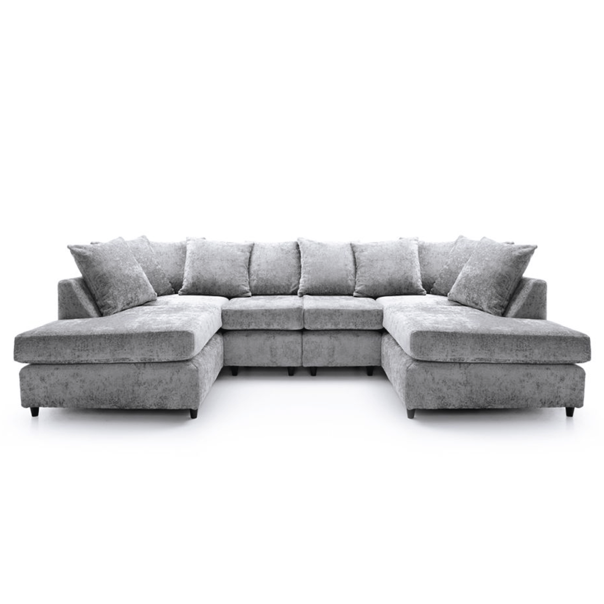 Gilliver Crushed Chenille U Shape Sofa - Light Grey - Moonlight Interiors