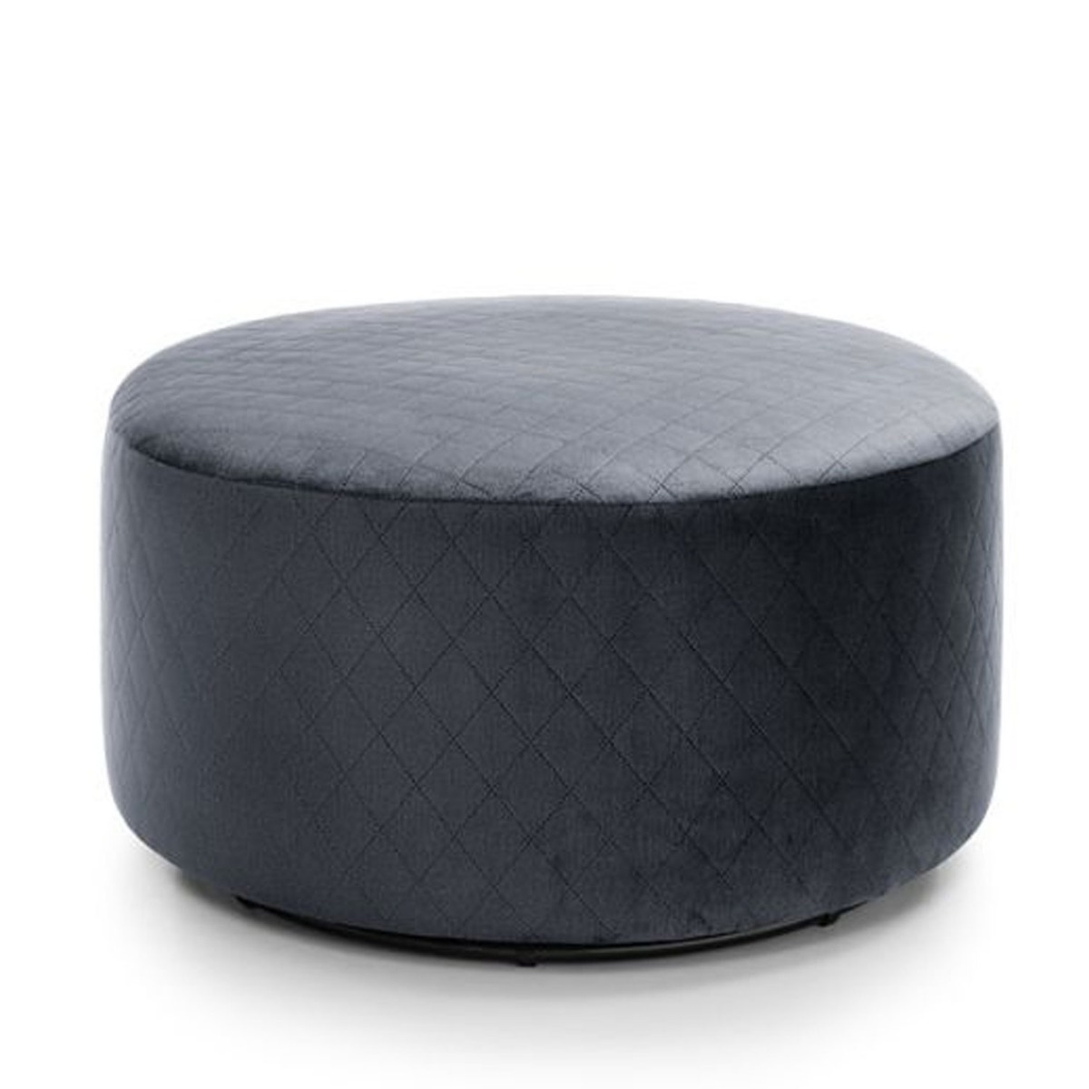 Bethean Qulited Velvet Swivel Footstool - Dark Grey - Moonlight Interiors