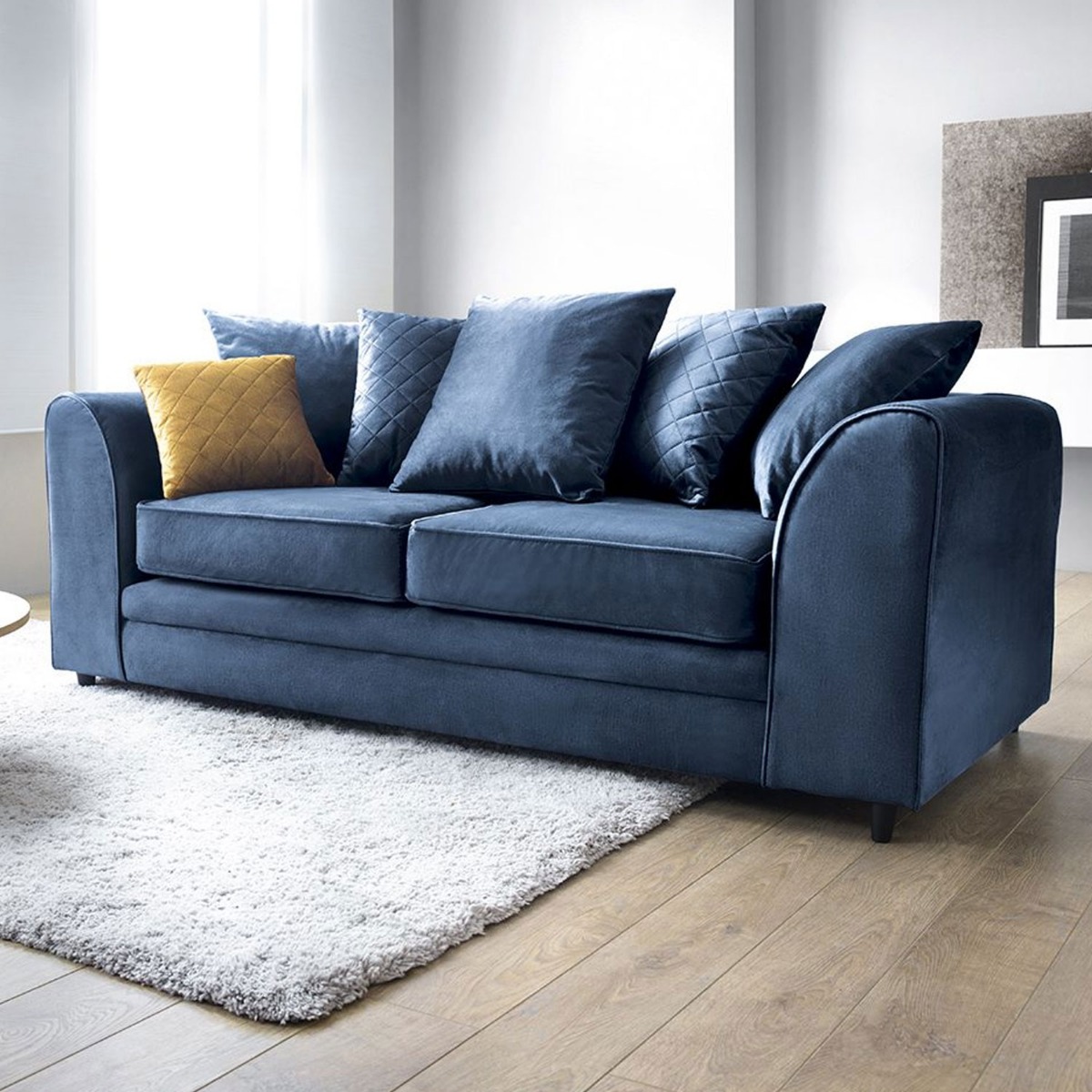 Bethan Velvet 3 Seater Sofa - Dark Blue - Moonlight Interiors
