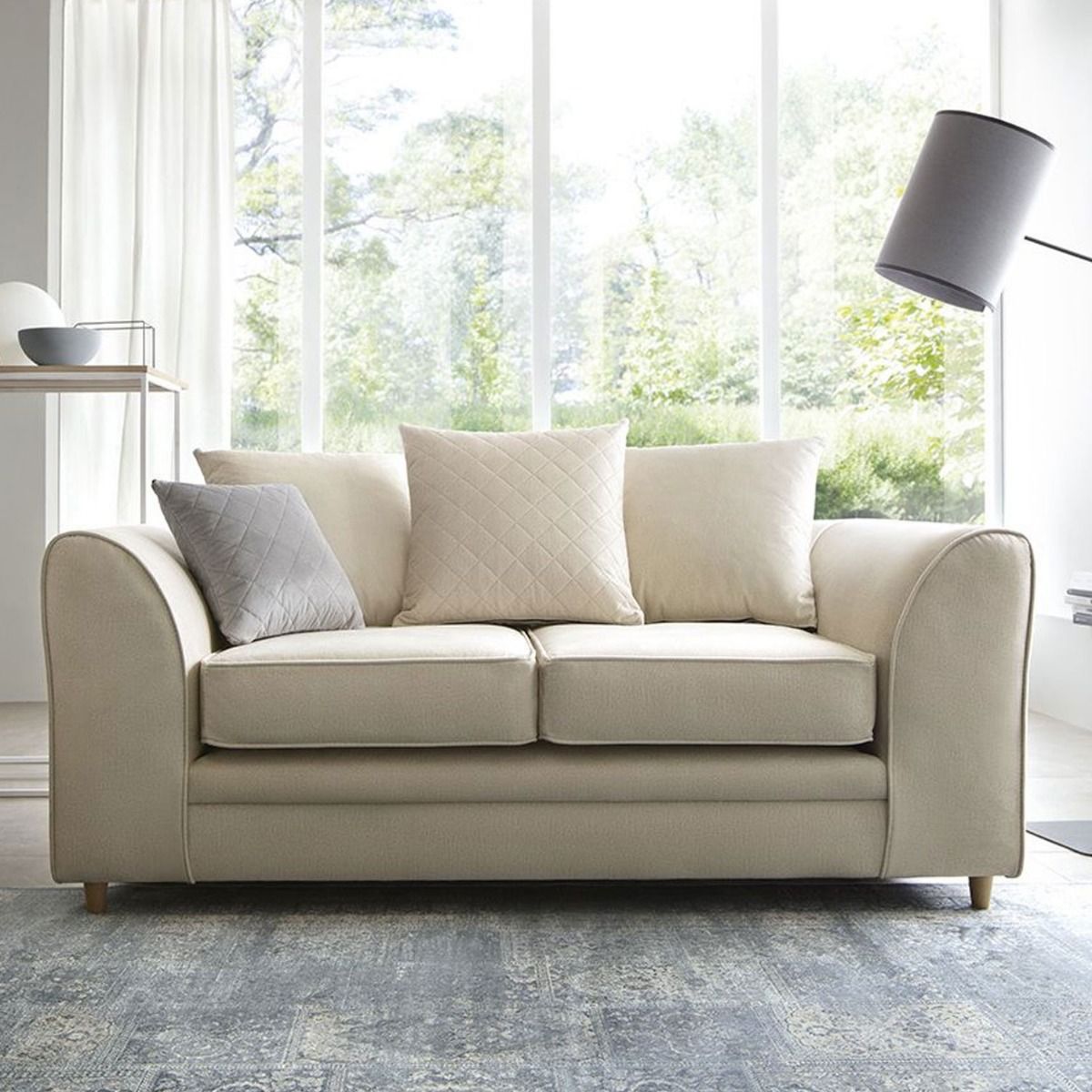 BETHAN Velvet 2 Seater Sofa - Cream - Moonlight Interiors