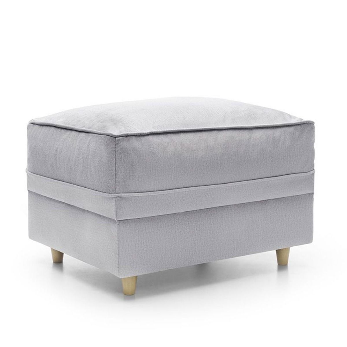 Bethan Velvet Footstool - Light Grey - Moonlight Interiors