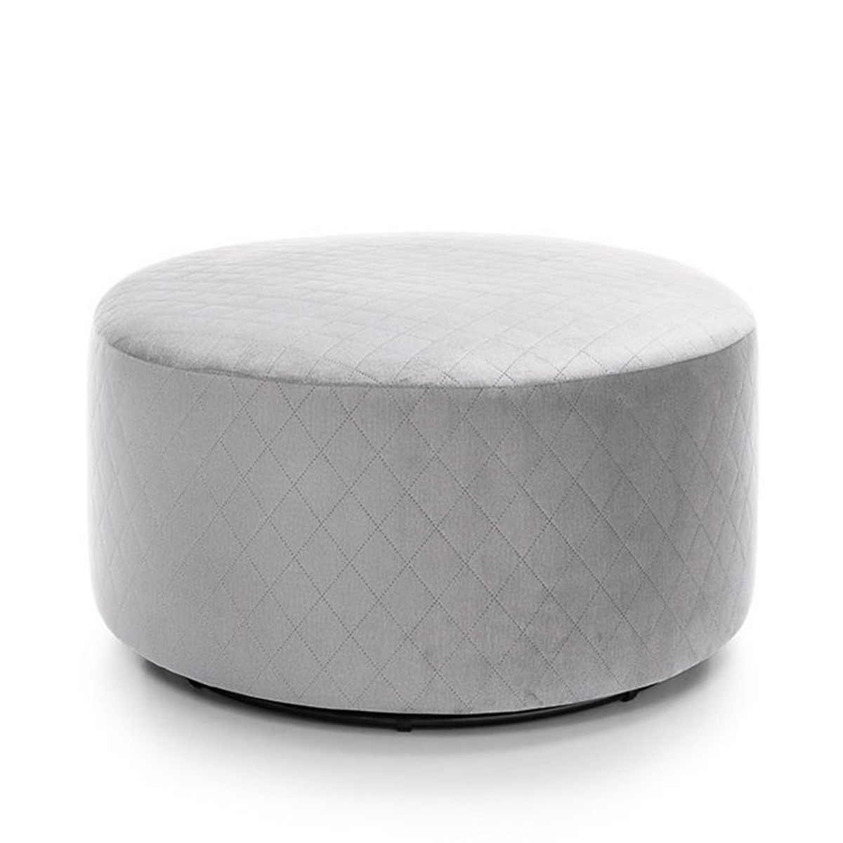 Bethan Velvet Qulited Swivel Footstool - Light Grey - Moonlight Interiors