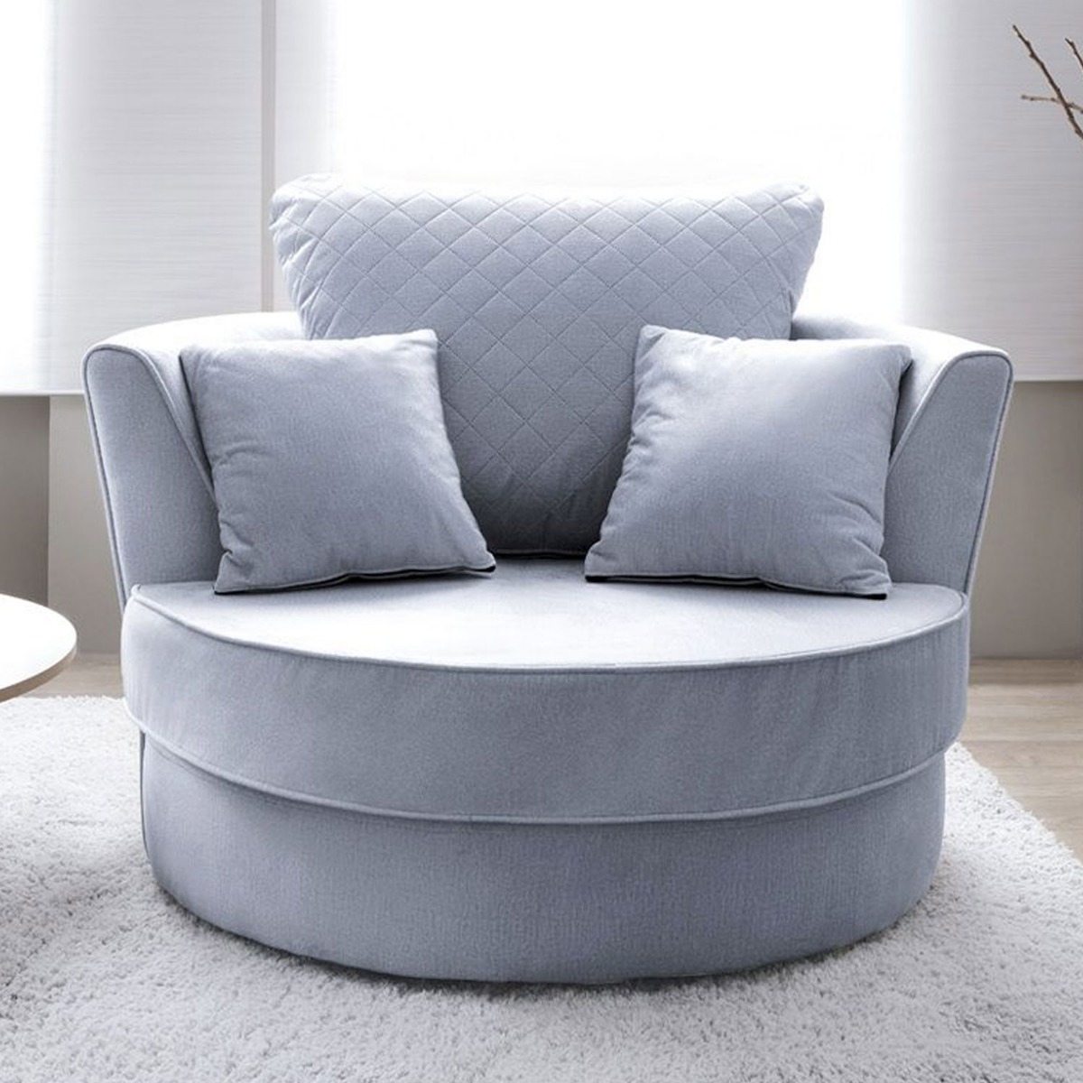 Bethan Velvet Swivel Chair - Silver Blue - Moonlight Interiors