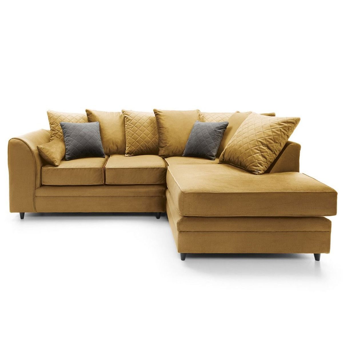Bethan Velvet Corner Sofa - Right Arm Antique Gold - Moonlight Interiors
