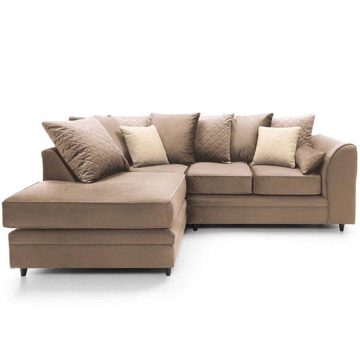 Bethan Velvet Corner Sofa - Left Arm Tan Brown - Moonlight Interiors