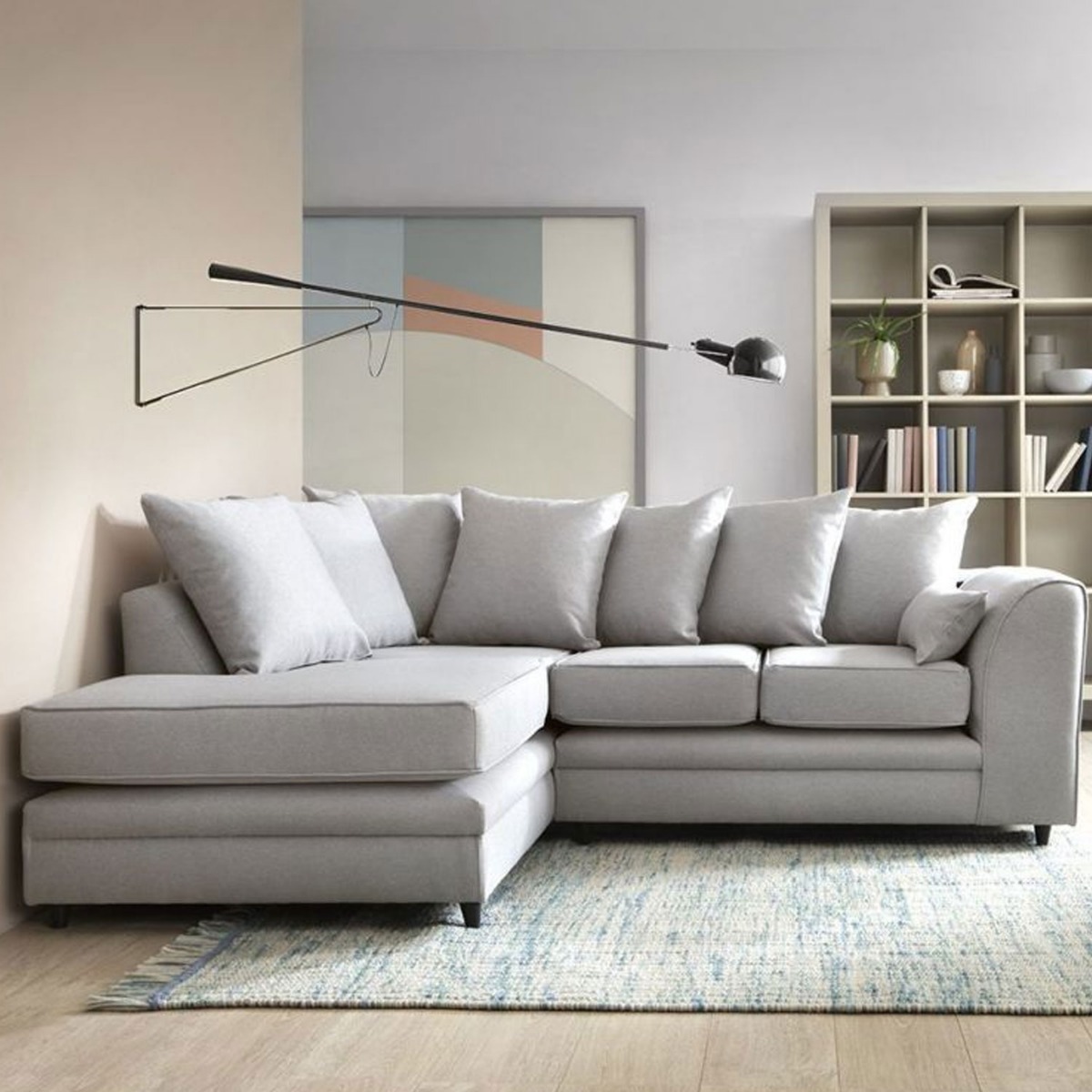 Charmaine Corner Sofa - Left Arm Light Grey - Moonlight Interiors