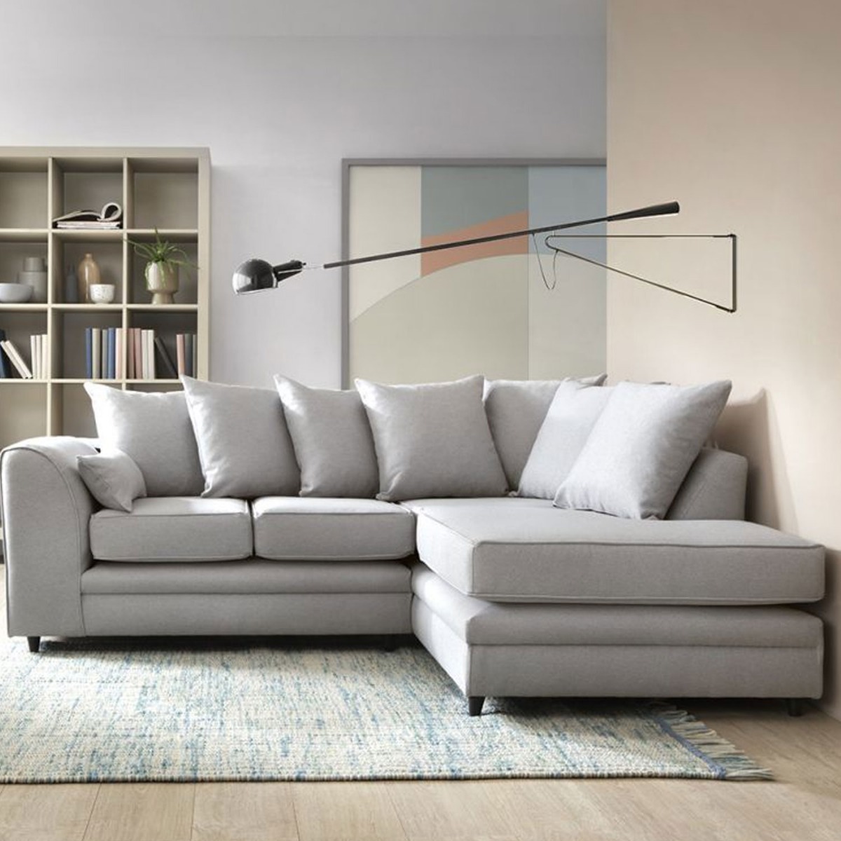 Charmaine Corner Sofa - Right Arm Light Grey - Moonlight Interiors