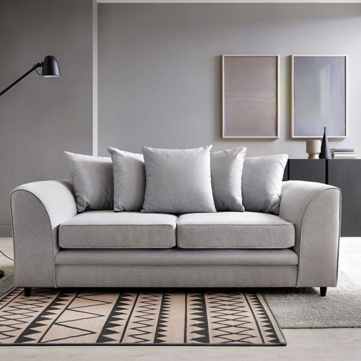 CHARMAINE 3 Seater Sofa - Light Grey - Moonlight Interiors