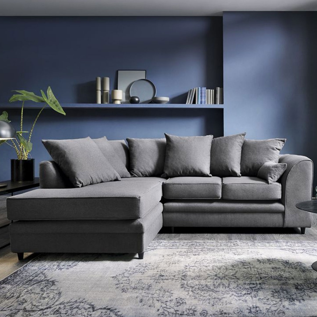 Charmaine Corner Sofa - Left Arm Dark Grey - Moonlight Interiors
