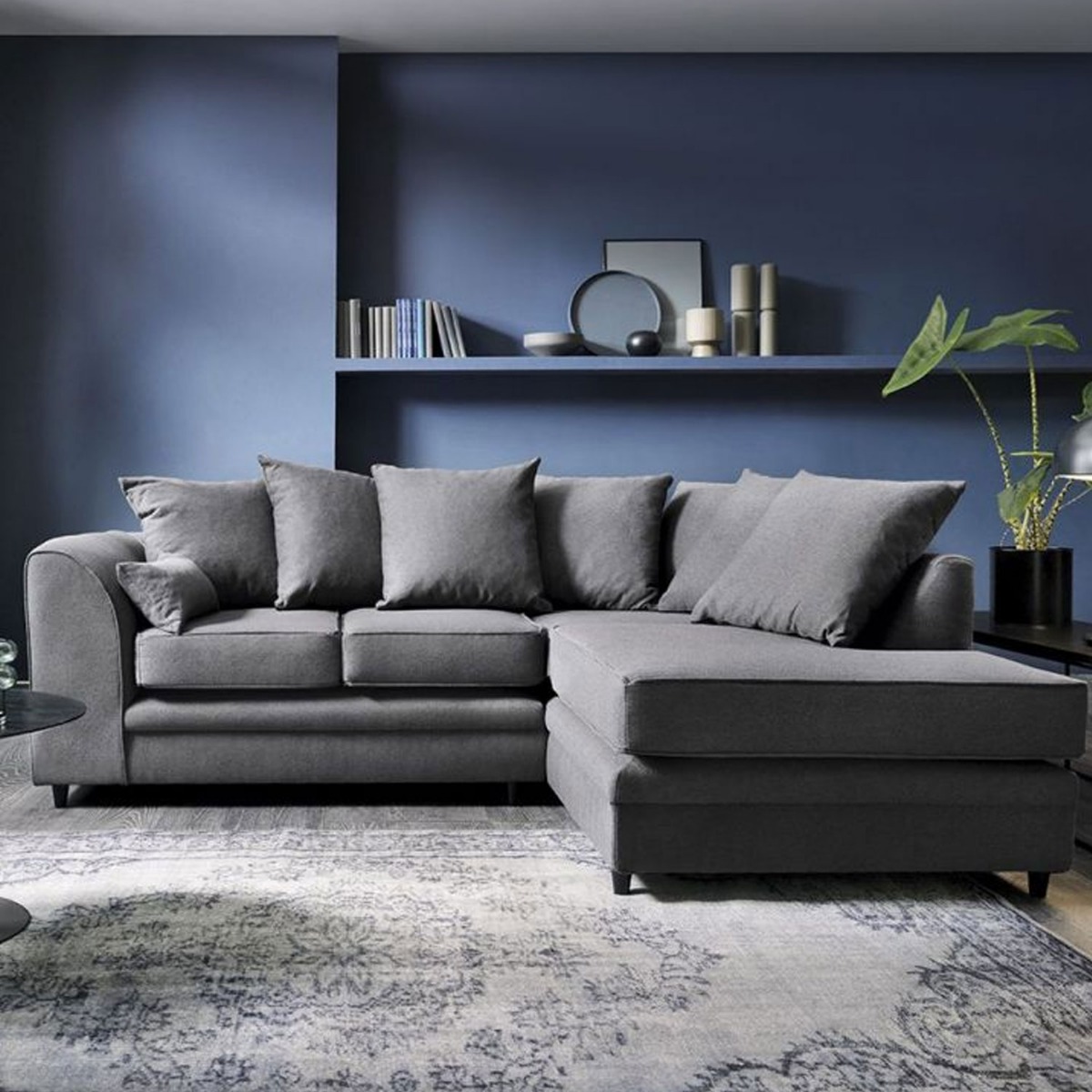 Charmaine Corner Sofa - Right Arm Dark Grey - Moonlight Interiors