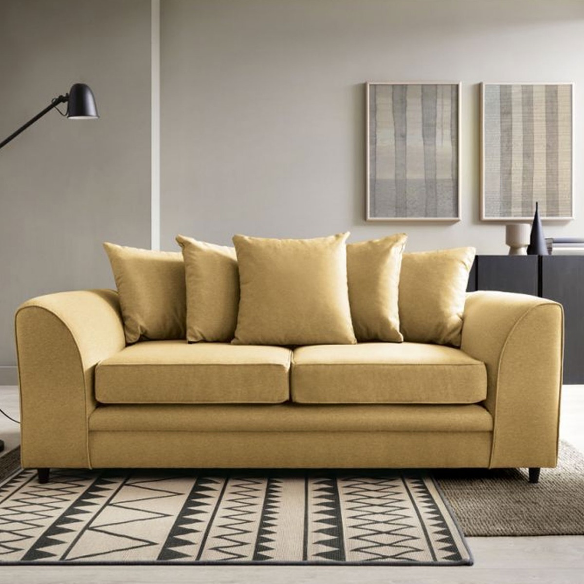 Charmaine 3 Seater Sofa - Mustard - Moonlight Interiors