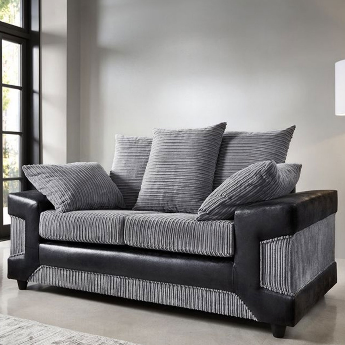 Eritrea 2 Seater Sofa - Black and Charcoal - Moonlight Interiors