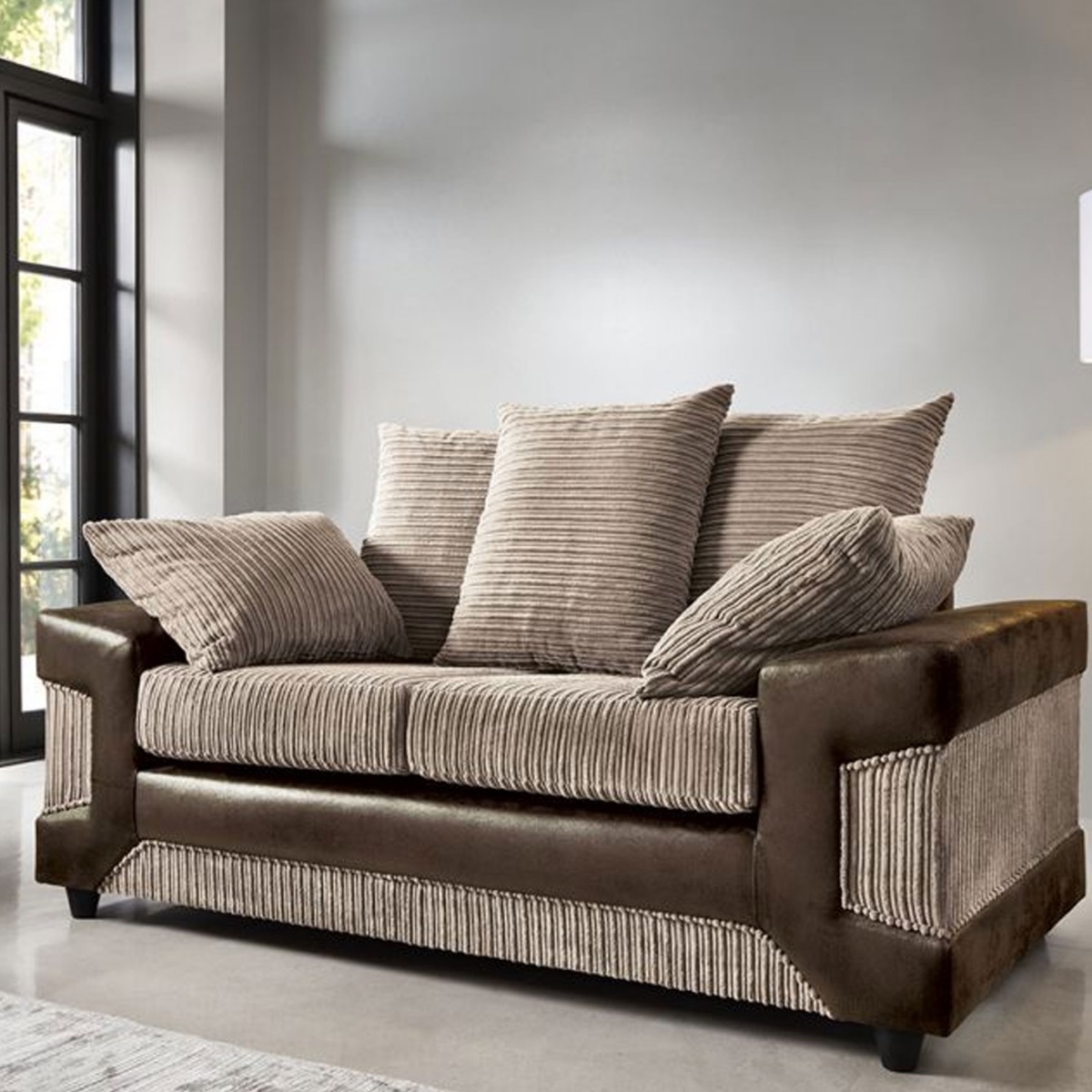 Eritrea 2 Seater Sofa - Brown and Beige - Moonlight Interiors