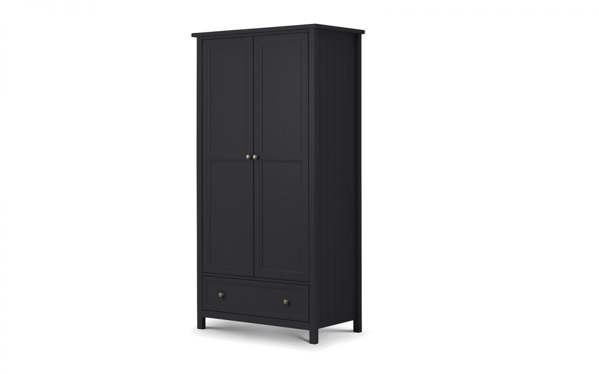 MALTON 2 Door Wardrobe with 1 Drawer Grey - 97cm - JB Collections