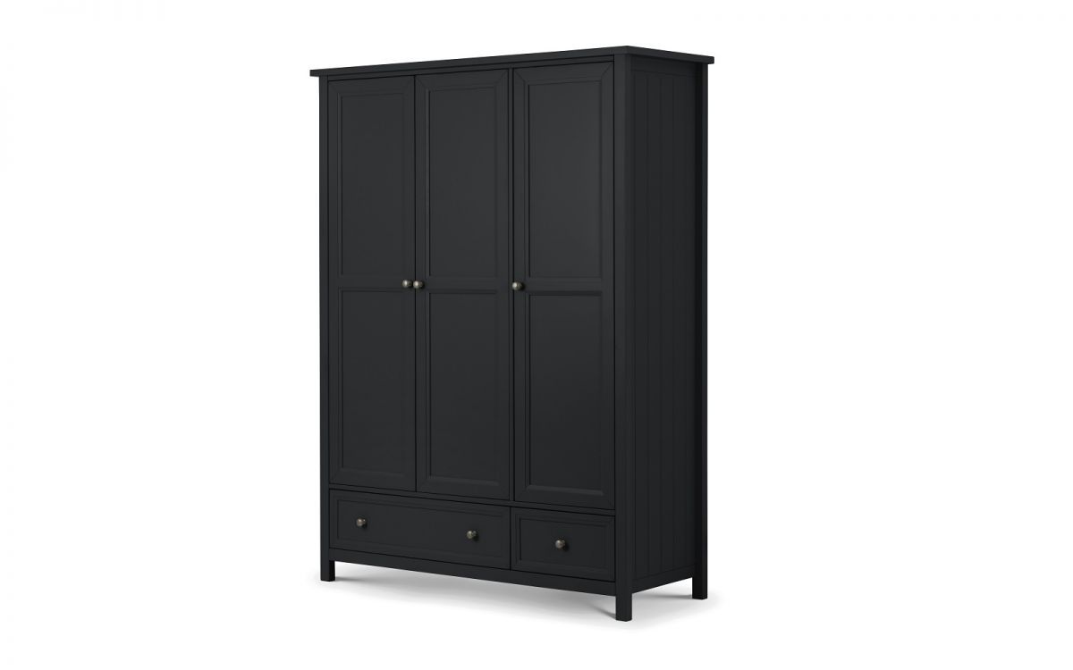 MALTON 3 Door Wardrobe with 2 Drawers Grey - 141cm - JB Collections