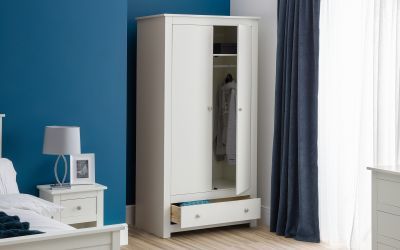 Wardrobe - RAMSGATE 2 Door Wardrobe White 97cm - JB Collections