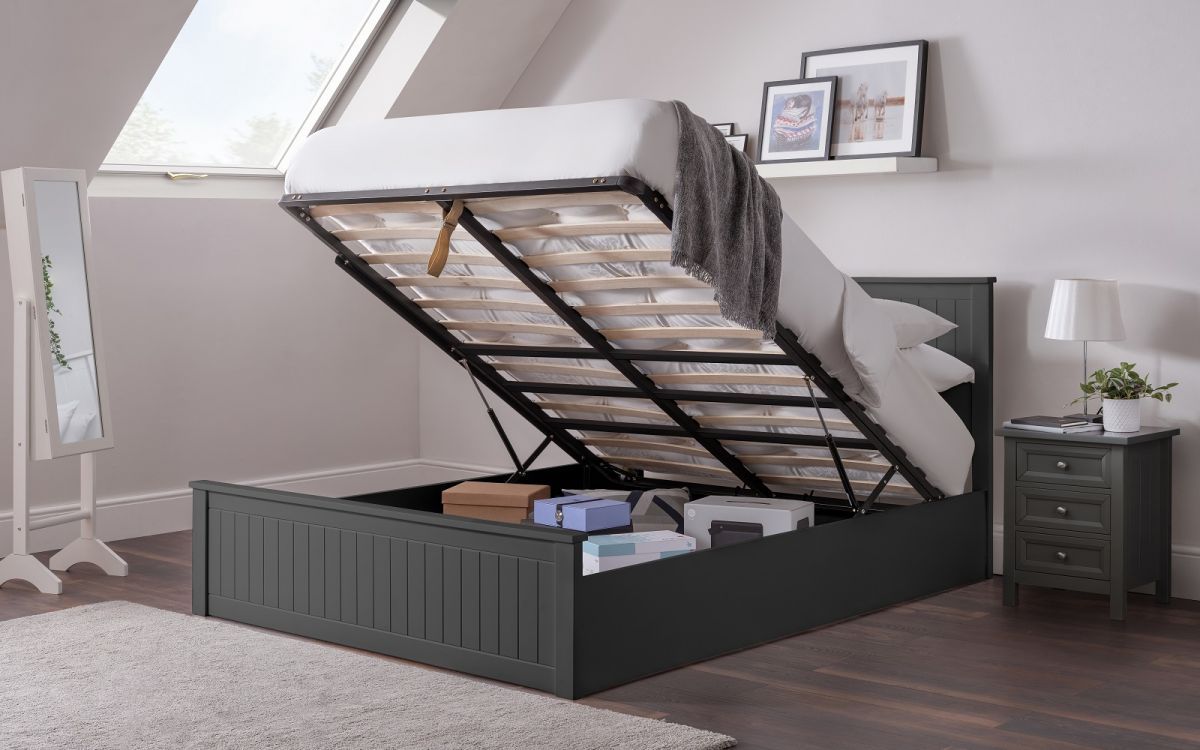 Maine Ottoman Kingsize Bed - Anthracite - JB Collections