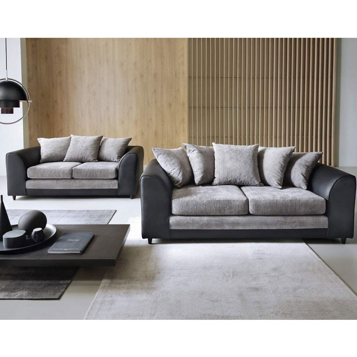 Linacre 2 + 3 Seater Sofa - Black - Moonlight Interiors