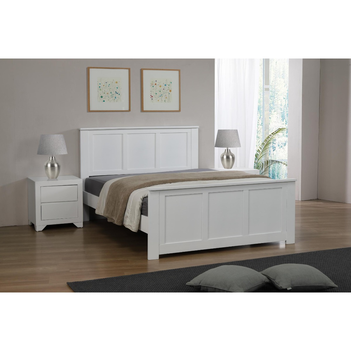 Chandler Luxurious Sleep Solid Wood Classic White Bed Frame - Single - Sigrid Mills
