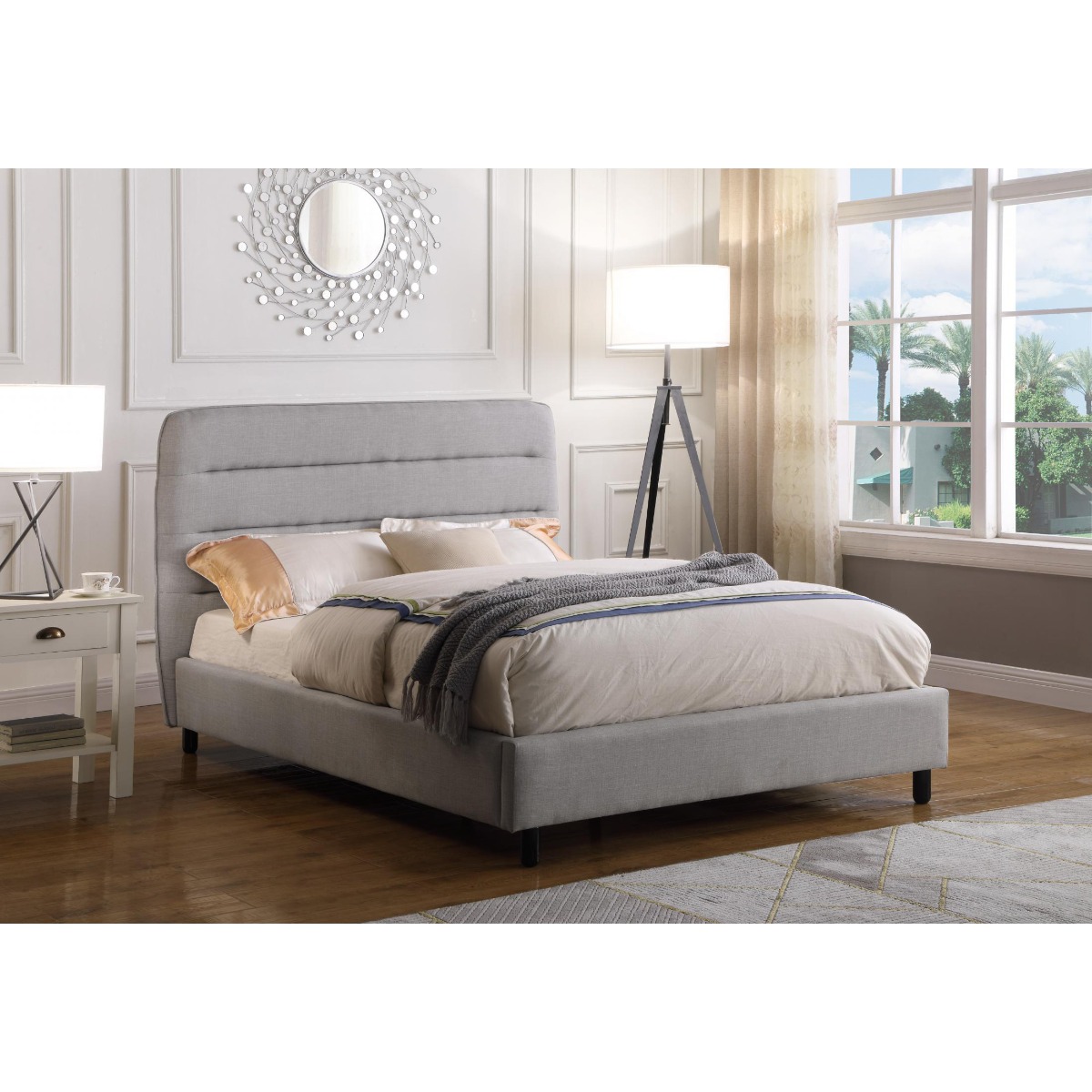 Chandler Light Grey Stylish Velvet Bed Frame - King Size - Sigrid Mills