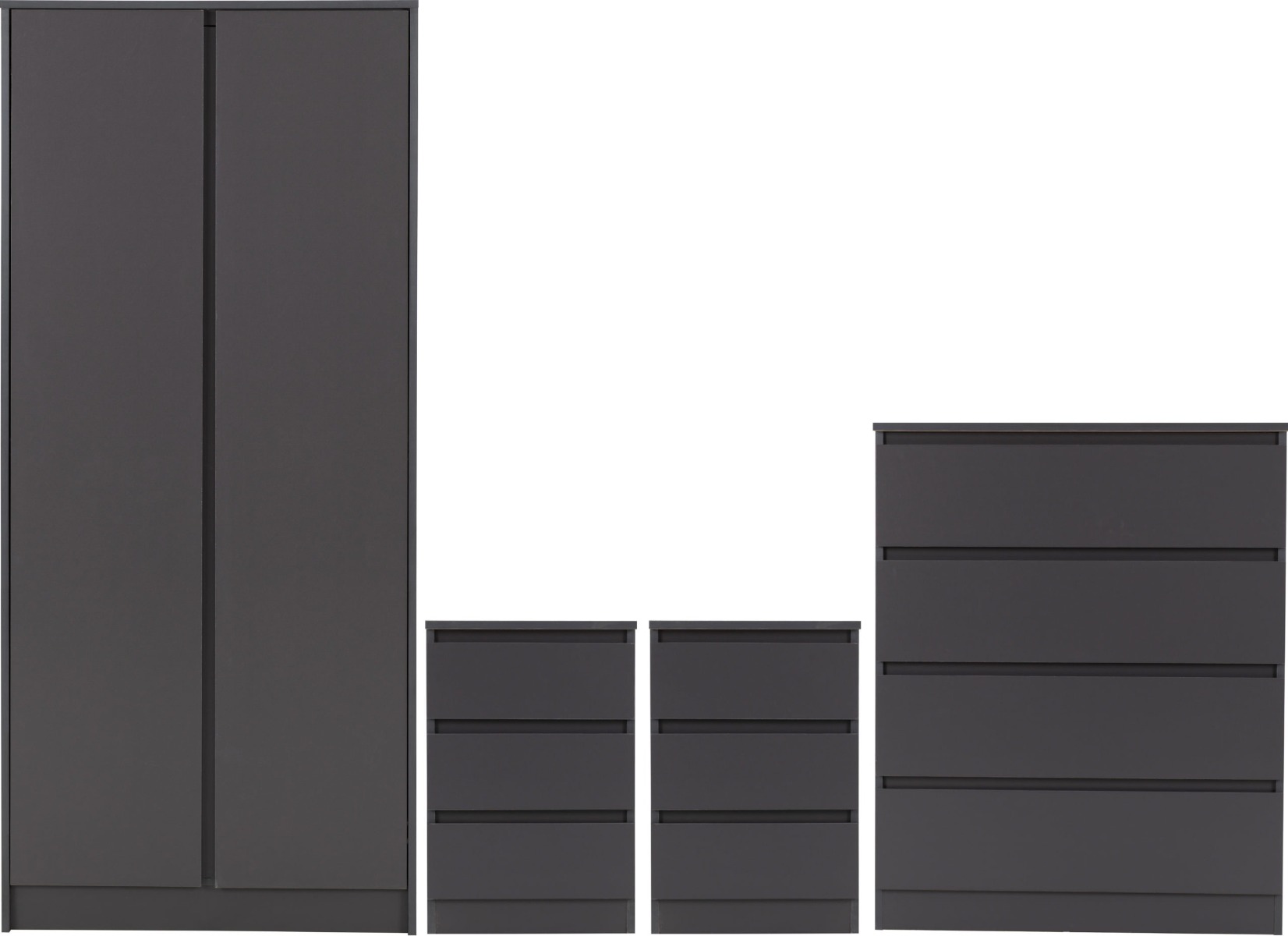 Wardrobe Set - MALDEN 2 Door Bedroom Set Grey 80cm - Budget Deals