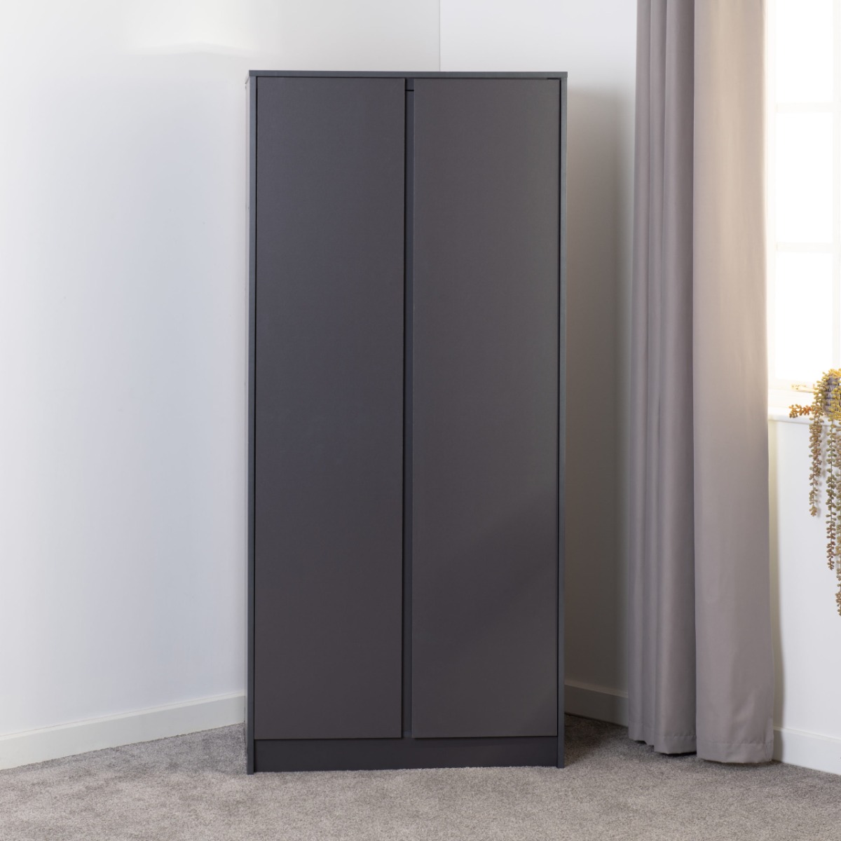 Wardrobe - MALDEN 2 Door Wardrobe Grey 80cm - Budget Deals