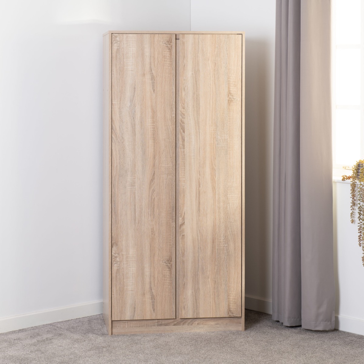 Wardrobe - MALDEN 2 Door Wardrobe Sonoma Oak Effect 80cm - Budget Deals