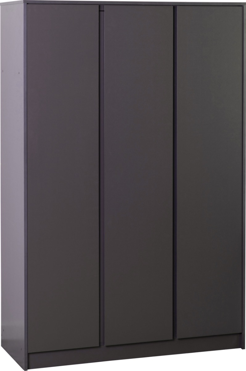 Wardrobe - MALDEN 3 Door Wardrobe Grey 115cm - Budget Deals