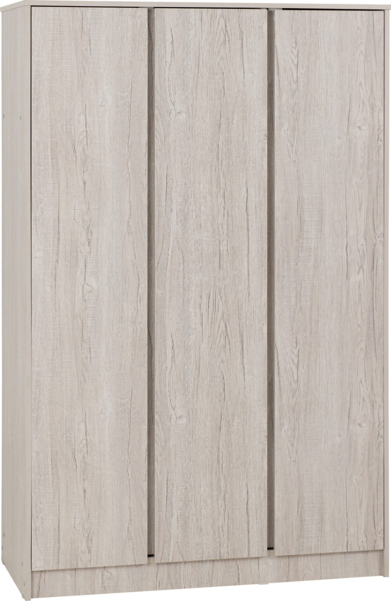 Wardrobe - MALDEN 3 Door Wardrobe Urban Snow 115cm - Budget Deals