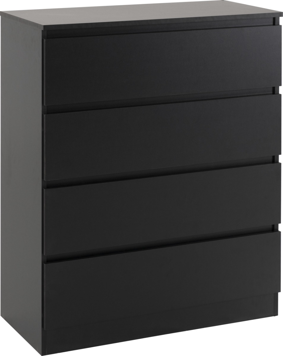 MALDEN Black Chest of Drawers - Medium-sized, 4 Drawers - Budget Deals