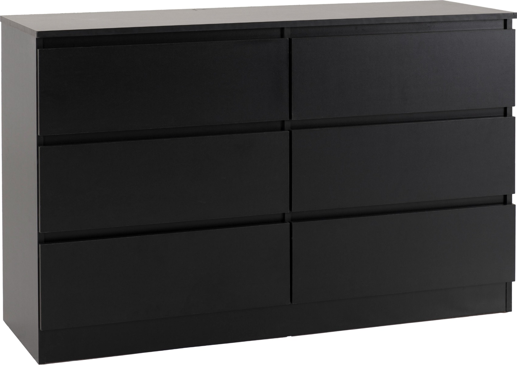 MALDEN Black Chest of Drawers - Large-sized, 6 Drawers, Double - Budget Deals