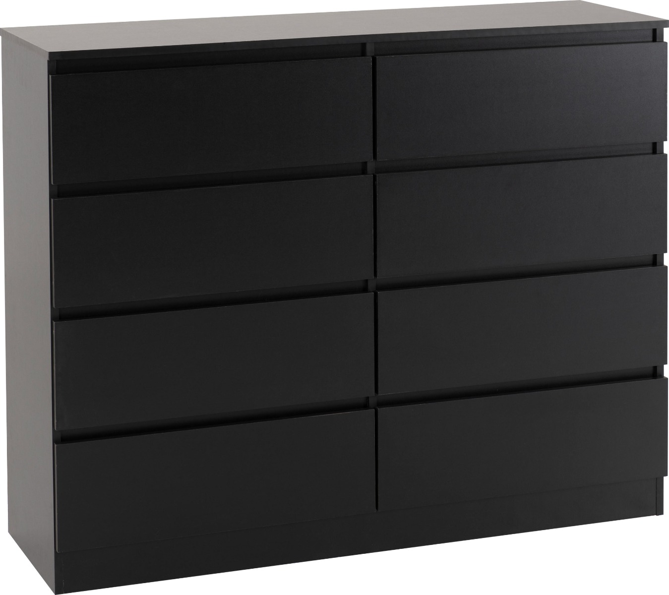 MALDEN Black Chest of Drawers - Large-sized, 8 Drawers - Budget Deals