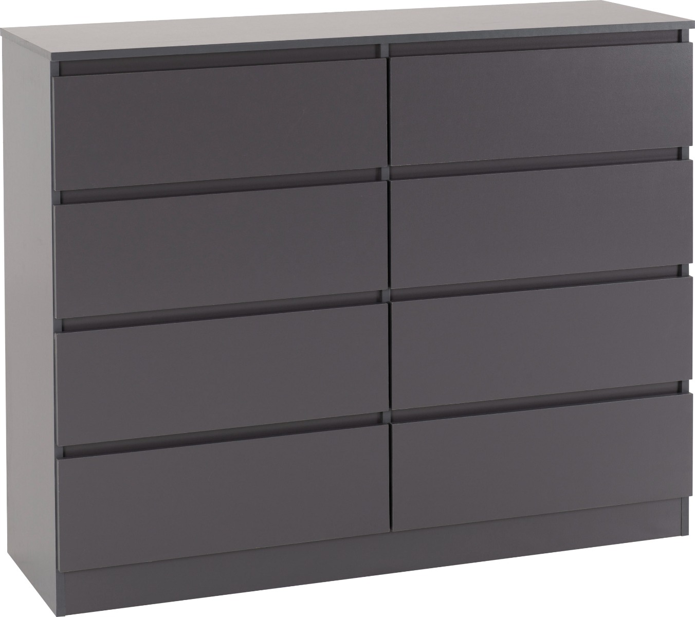 MALDEN Grey Chest of Drawers - Large-sized, 8 Drawers, Double - Budget Deals