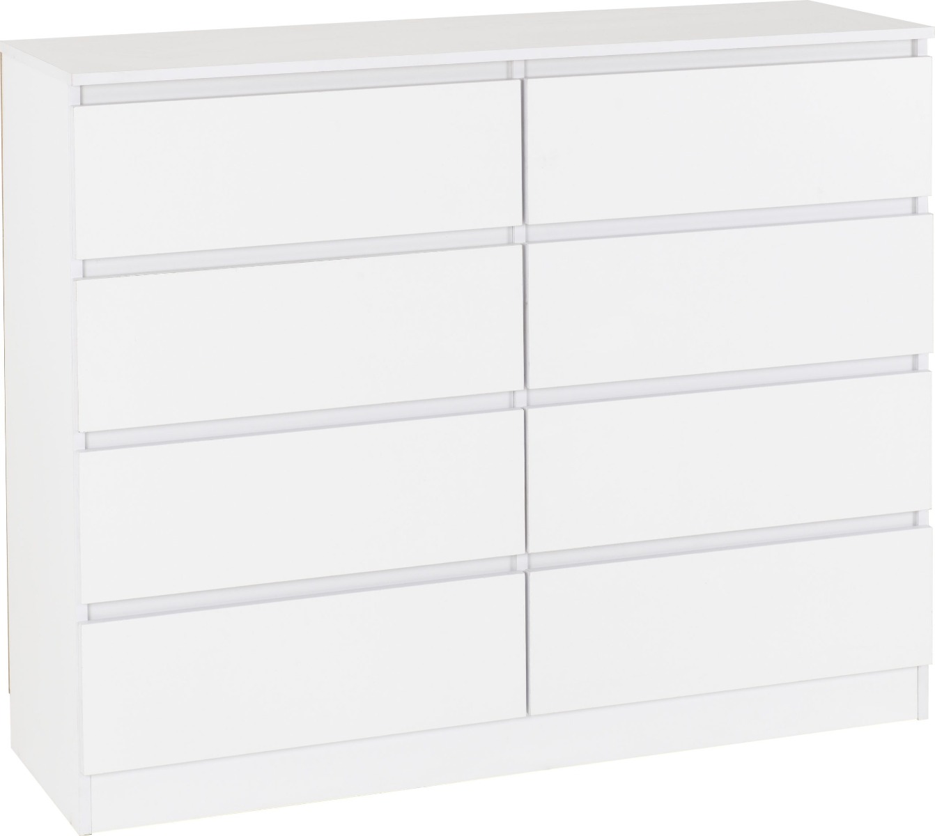 MALDEN White Chest of Drawers - Large-sized, 8 Drawers, Double - Budget Deals