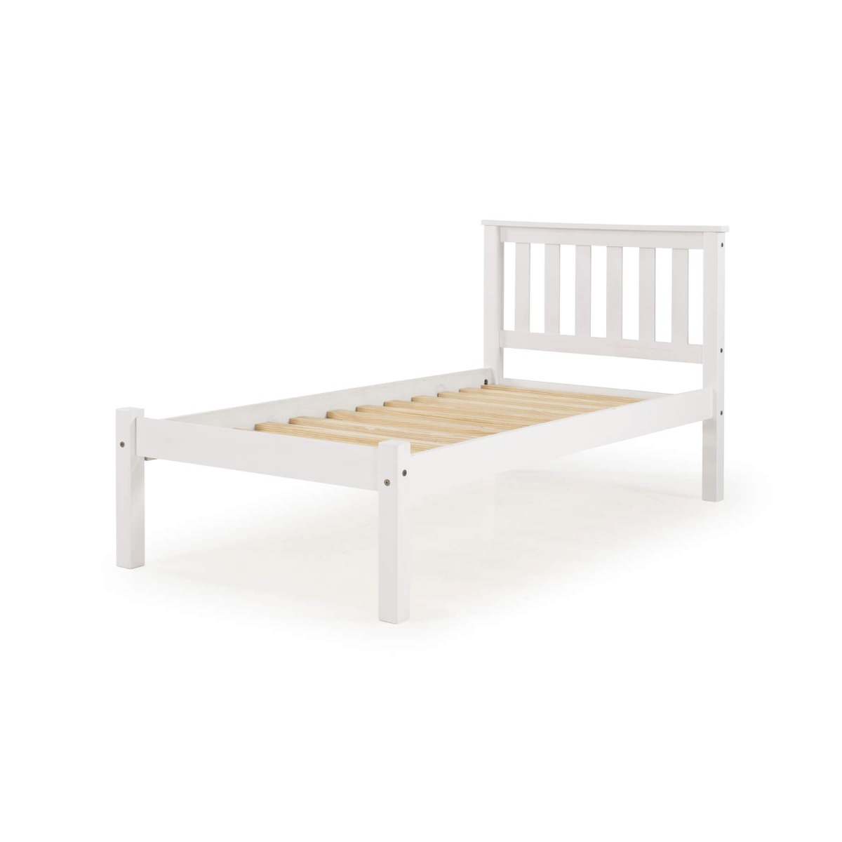 Chandler Classic Solid Pine Wooden Bed Frame with Low Footboard in White Wash - Single - Sigrid Mills