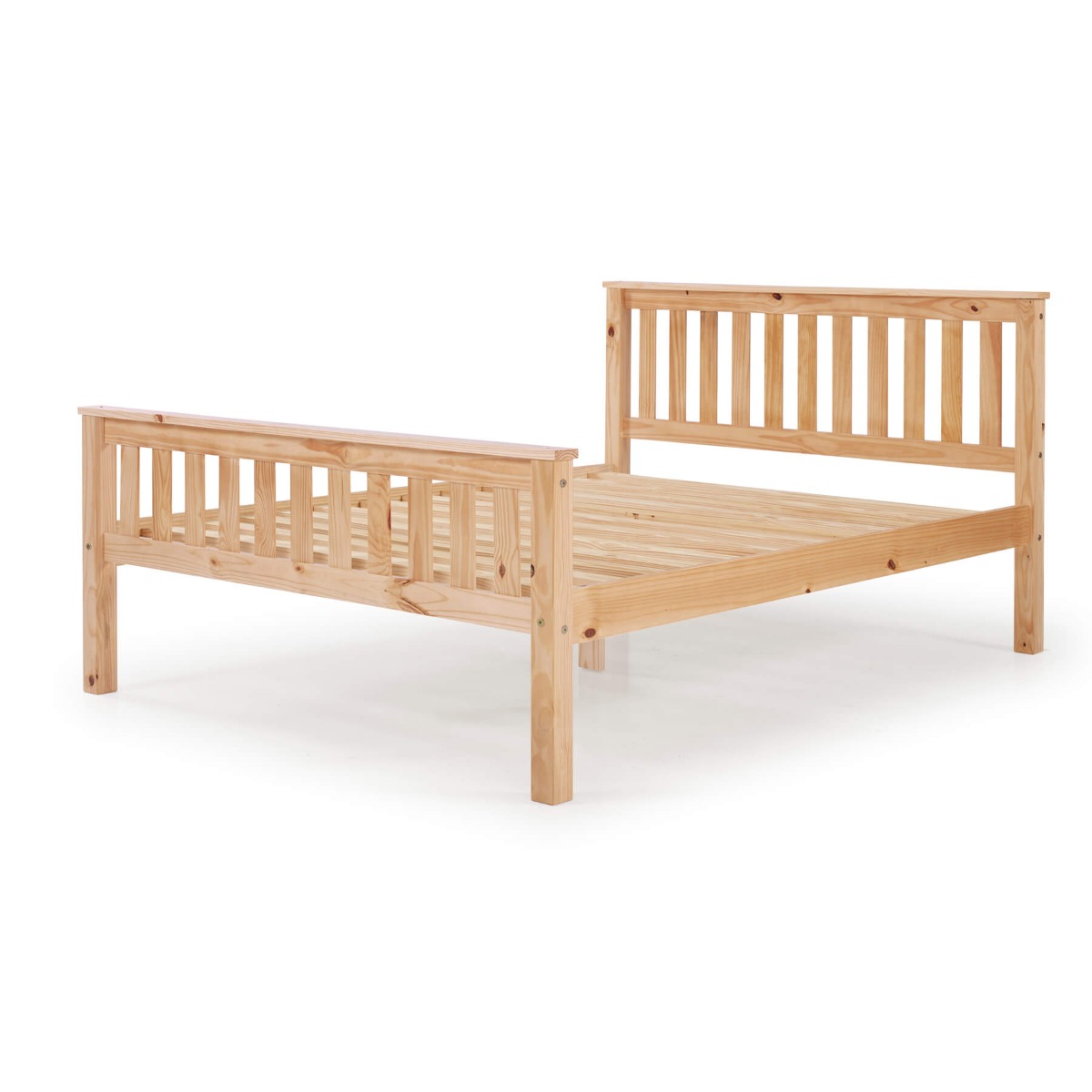 Chandler Classic Solid Pine Wooden Bed Frame with High Footboard in Antique Wash - Double - Sigrid Mills