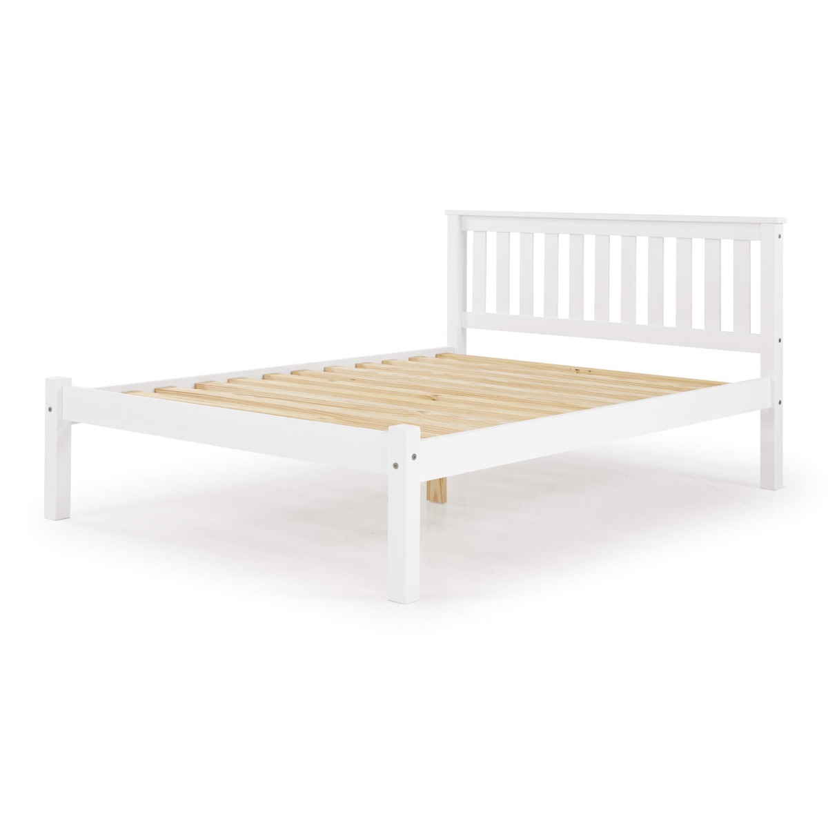 Chandler Classic Solid Pine Wooden Bed Frame with Low Footboard in White Wash - Double Bed - Sigrid Mills