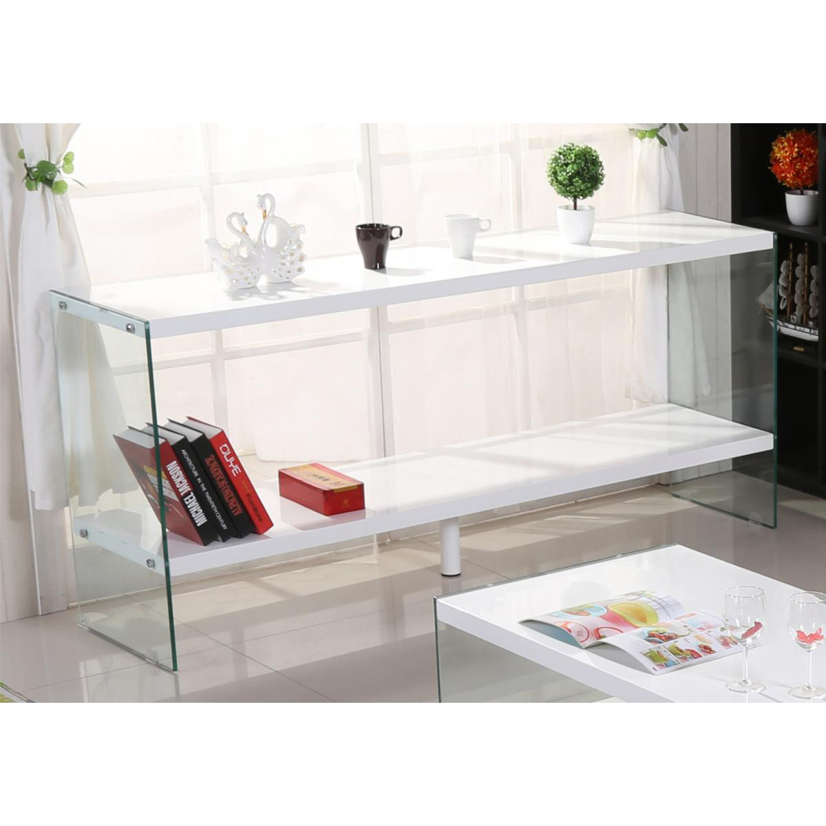 Modern Fusion of Style Stuttgart High Gloss Sideboard with Tempered Glass - White - Sigrid Mills