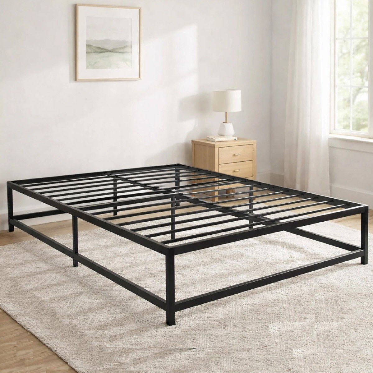 Double Bed - MARCUS Metal Bed Black 4ft6 - Beds-To-Go