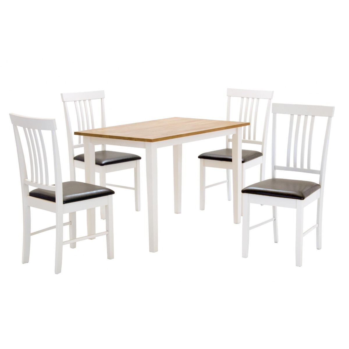 Roseville Decent Decor Medium Dining Set with 4 PU Seating Chairs in Oak and White - Sigrid Mills