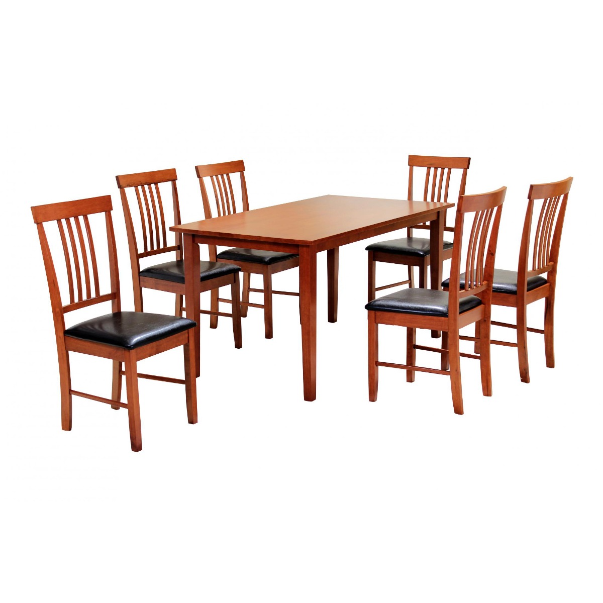 Roseville Decent Decor Large Dining Set with 6 PU Seating Chairs in Mahogany - Sigrid Mills
