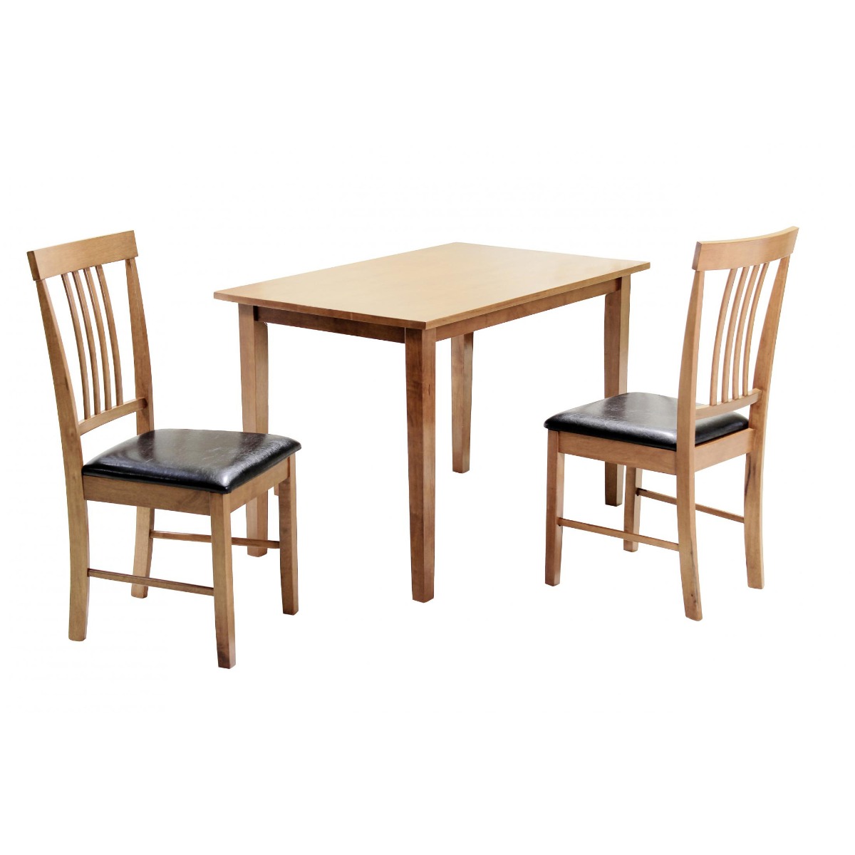 Roseville Decent Decor Small Dining Set with 2 PU Seating Chairs in Oak - Sigrid Mills