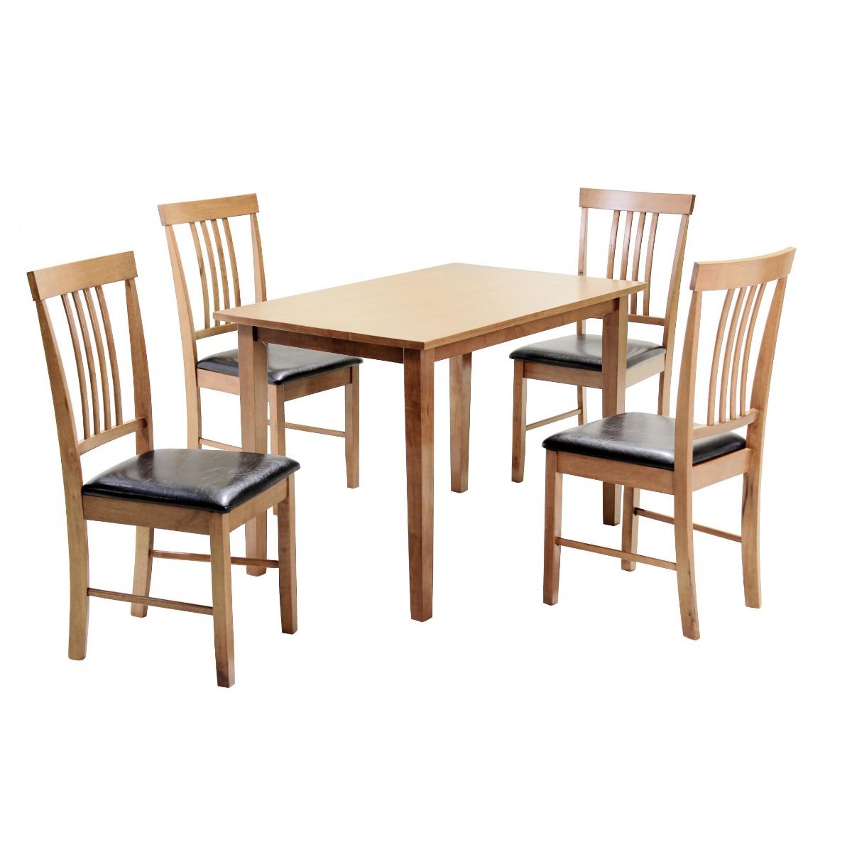 Roseville Decent Decor Medium Dining Set with 4 PU Seating Chairs in Oak - Sigrid Mills