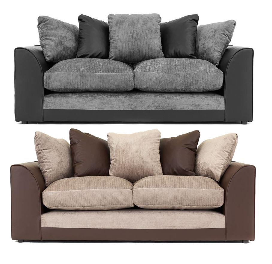 Dylan Chenille Fabric 3 Seater Sofa - Black Grey or Brown Beige - Home Done