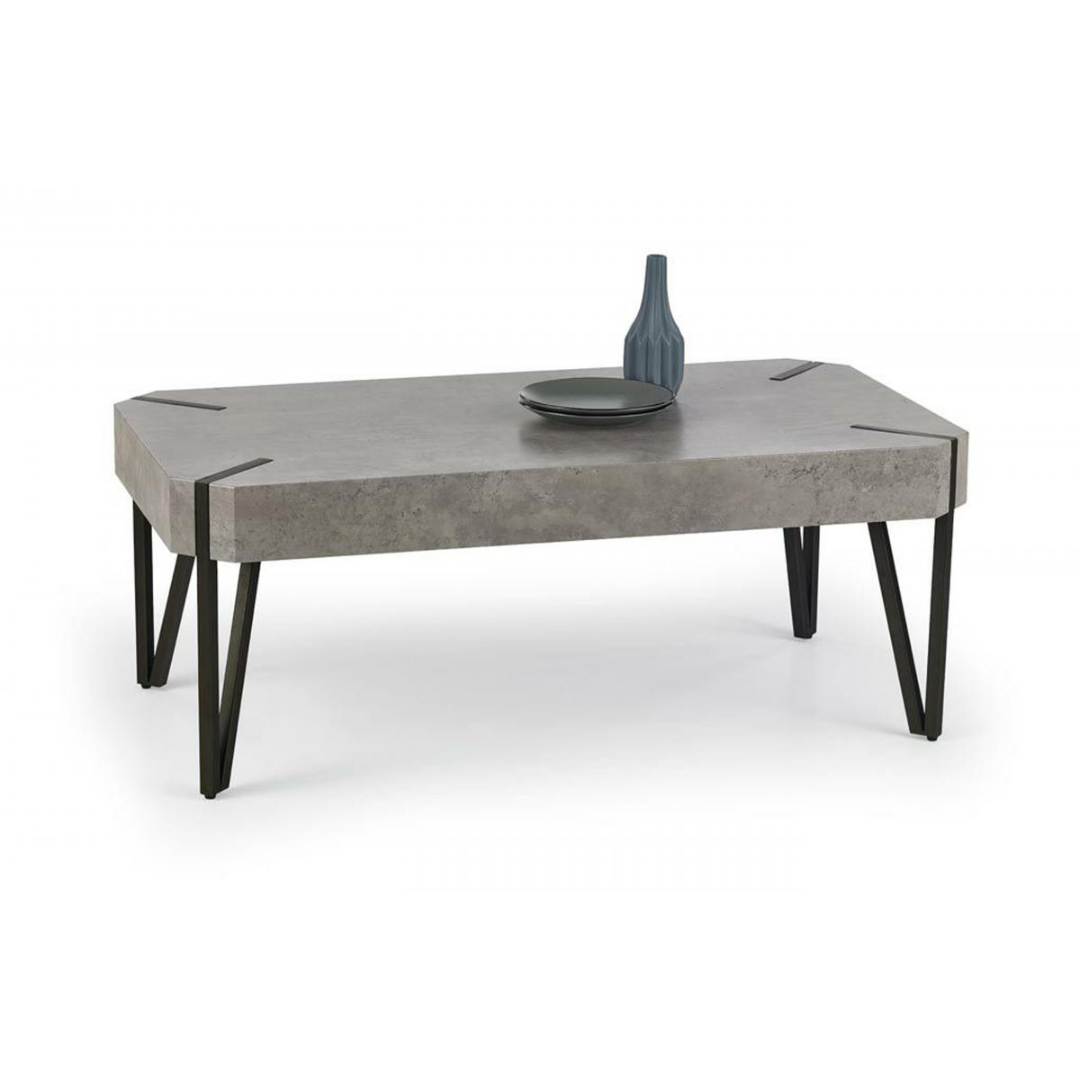 Redlands Stone Effect Coffee Table Elegant Design with Sturdy Black Metal Legs - Sigrid Mills