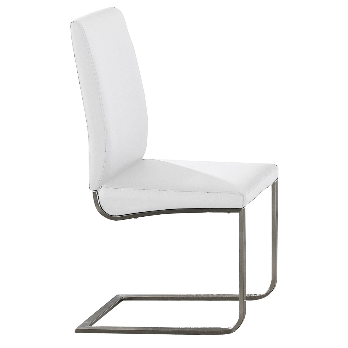 Andalusia White PU Dining Chairs Sleek Elegance in Stainless Steel Frame - Set of 2 - Sigrid Mills