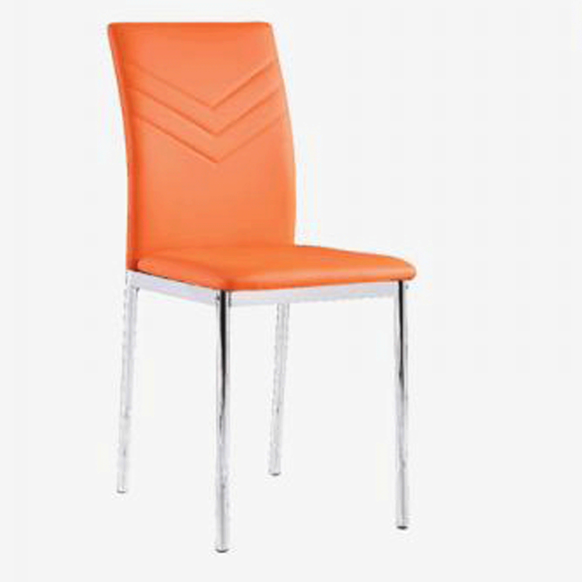 Lyme Regis Leather Effect Chrome Dining Chairs Set of 4 - Orange - Sigrid Mills