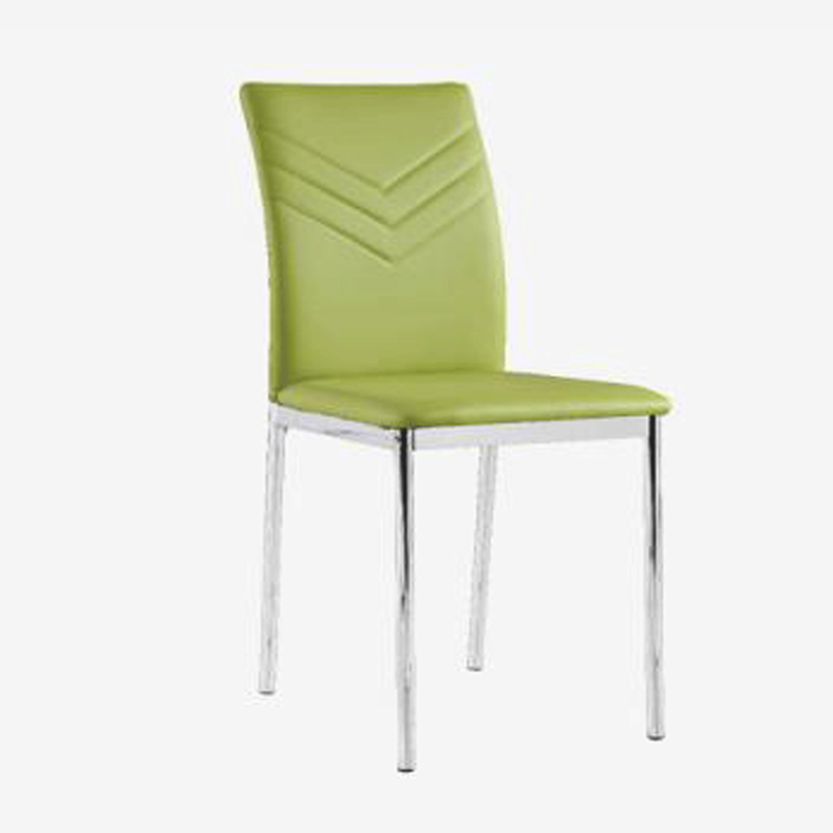 Lyme Regis Leather Effect Chrome Dining Chairs Set of 4 - Green - Sigrid Mills