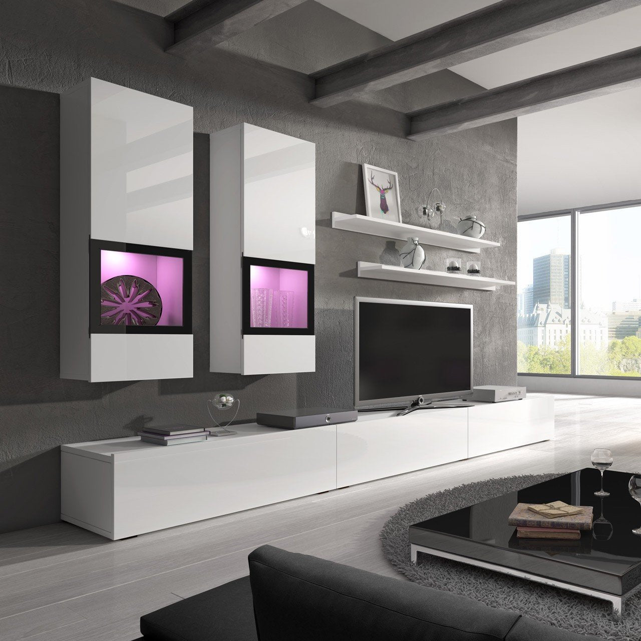 Maldives 10 Entertainment Unit - White Gloss - Art Nest